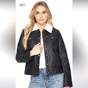 Levi's Strauss & CO Faux Leather Jacket With Removable Sherpa Collar